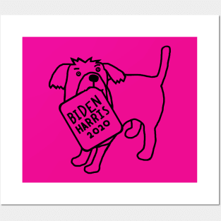 Backprint Dog with Biden Harris Sign Outline Posters and Art
